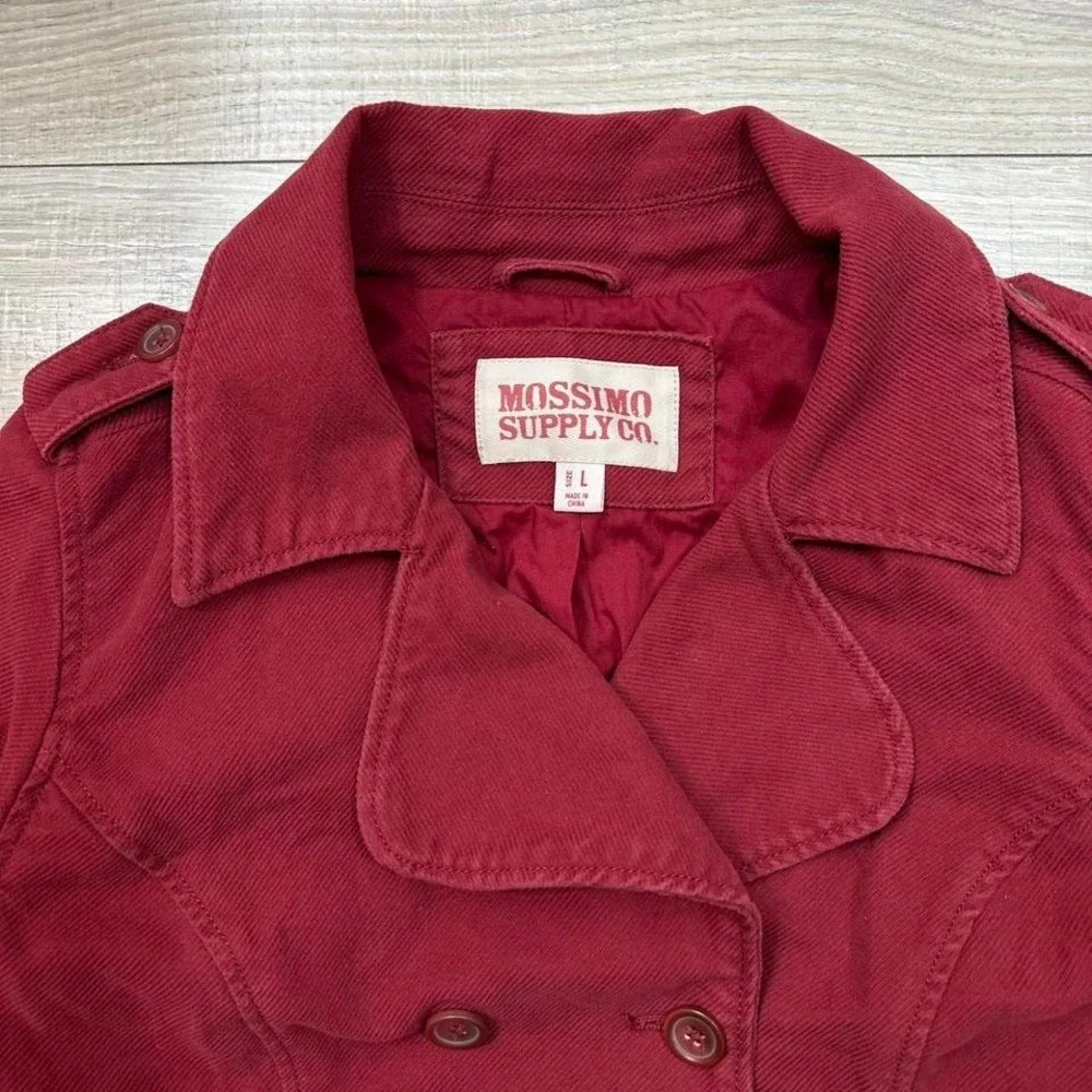 Y2K Mossimo‎ Burgundy Corduroy Double Breasted Pea Coat Cotton Jacket Wom Sz M/L